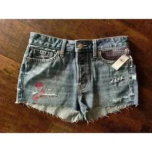 Old Navy Cutoff Denim Shorts Size 4 NWT High Waisted Patriotic Fireworks USA